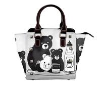 Fantascienza Future Donne Top Handle Borsa a Spalla Personalità Rivetto Satchel Tote Medie Dimensioni Borsa Borsa Borsa, Simpatico Orso Bottiglia di L, One Size
