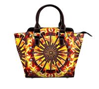 Fantascienza Future Donne Top Handle Borsa a Spalla Personalità Rivetto Satchel Tote Medie Dimensioni Borsa Borsa Borsa, Girando la fiamma, One Size