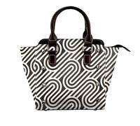 Fantascienza Future Donne Top Handle Borsa a Spalla Personalità Rivetto Satchel Tote Medie Dimensioni Borsa Borsa Borsa, Texture curva nera, One Size