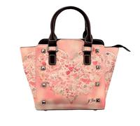 Fantascienza Future Donne Top Handle Borsa a Spalla Personalità Rivetto Satchel Tote Medie Dimensioni Borsa Borsa Borsa, Fiori Cuore Rosso, One Size