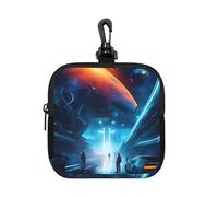 Fantascienza Future - Piccola custodia impermeabile con cerniera, in neoprene, per auricolari, portachiavi