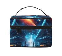 Fantascienza Futuro Grande Capacità Portatile Impermeabile Sacchetto Cosmetico 23x17x16cm per Viaggi Sport All'aria Aperta Regalo Compagno di Nozze, Nero , Taglia unica