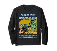 Fantascienza Space Invader Lotta per Sopravvivenza Retro Maglia a Manica