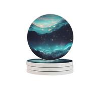 Fantascienza Stars un set di quattro sottobicchieri in pietra che sono assorbenti e utilizzati come sottobicchieri decorativi per la casa per bicchieri