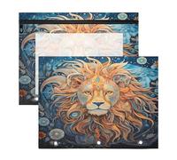 Fantasia Acquerello Arte Stelle Marine Leone Astucci per Matite Trasparenti con 3 Anelli per Raccoglitore(2 Pack)