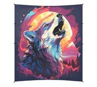 Fantasia Acquerello Freddo Lupo Tenda da Spiaggia Facile da Montare,Parasole per Campeggio con Sacchi di Sabbia,Palette e Picchetti Ideale per Picnic