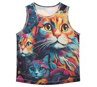 Fantasia Acquerello Gatti Canotte Senza Maniche da Uomo,Magliette Sportive e Attive Top per Ragazzi Giovani