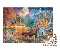 Fantasia al chiaro di luna - Carta resistente - Carrozza di Cenerentola con cavalli al castello - Puzzle - Attività familiare educativa - 38x26cm/1000 pezzi