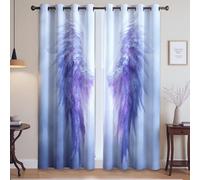 Fantasia Angelo Ali Nebbia Tenda Per Cameretta Bambini - Protezione UV Tende Termiche con Stampa, Viola, 168L x 183A cm (2 Pannelli) 66"x72"