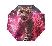 Fantasia Baby Ghepardo Rosa Ombrello Pieghevole Automatico Ombrelli Antivento Protezione UV da Viaggio per Bambini Ragazzi Ragazze