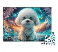 Fantasia Bichon Puzzle 1000 Pezzi Viaggio Adulti Bichon Frise Montagna Mistica Cascata Premium Spesse Resistenti Alta Qualità Stimolanti Antistress 70x50cm/1000pz