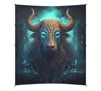 Fantasia Blu Luce Bisonte Tenda da Spiaggia Facile da Montare,Parasole per Campeggio con Sacchi di Sabbia,Palette e Picchetti Ideale per Picnic