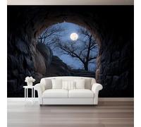 Fantasia Carta Da Parati Murale 400 X 280 Cm Blu Grotta Albero Morto - Effetto 3D, Alta Definizione, Facile Da Posare, Ideale Per Camera, Ufficio O Corridoio