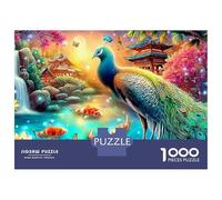 Fantasia con pavone Puzzle Pavone e carpe koi 1000 Pezzi Cartone Di Alta Qualità Per Adulti, Difficile Sfida EduGattoiva, Idea Regalo Natale, Decorazione Murale 70x50cm/1000pcs