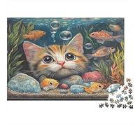 Fantasia del gatto subacqueo Puzzle 1000 Pezzi Gatto subacqueo con pesci Regalo Perfetto Puzzle Divertente per Famiglie