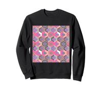 FANTASIA ESAGONALE GEOMETRICO -VIOLA PESCA E ROSA E GRIGIO Felpa