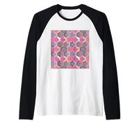 FANTASIA ESAGONALE GEOMETRICO -VIOLA PESCA E ROSA E GRIGIO Maglia con Maniche Raglan