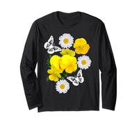 Fantasia Farfalla Bianca Margherite Giallo Viole del Pensiero Forme Mania Maglia a Manica
