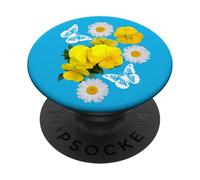 Fantasia Farfalla Bianca Margherite Giallo Viole Del Pensiero Forme Mania PopSockets PopGrip Adesivo