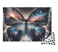 Fantasia Farfalla Cosmica Difficile Puzzle 1000 Pezzi Adulti Farfalla Cosmica Cascata Galassia Surreale Premium Spesse Resistenti Alta Qualità Vivaci Stimolanti Antistress 70x50cm/1000pz