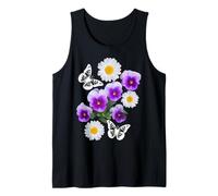 Fantasia Farfalle Bianche Margherite Viole del Pensiero Nero Forme Mania Canotta