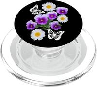 Fantasia Farfalle Bianche Margherite Viole Del Pensiero Nero Forme Mania PopSockets PopGrip per MagSafe