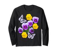 Fantasia Farfalle Bianche Viola Giallo Viole del Pensiero Forme Mania Maglia a Manica