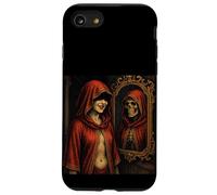 Fantasia gotica gotica bella donna mantello rosso scheletro Custodia per iPhone SE (2020) / 7/8