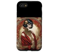 Fantasia gotica gotica bella donna mantello rosso scheletro Custodia per iPhone SE (2020) / 7/8