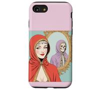 Fantasia gotica gotica bella donna mantello rosso scheletro Custodia per iPhone SE (2020) / 7/8
