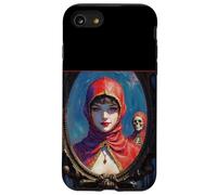 Fantasia gotica gotica bella donna mantello rosso scheletro Custodia per iPhone SE (2020) / 7/8