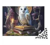 Fantasia Gufo Mistico Puzzle 1000 Pezzi per Adulti Gufo Bianco Saggio appollaiato su Vecchi Libri Magici Premium Alta Qualità Robusto Vivace Stimolante Gioco Famiglia 70x50cm/1000pz