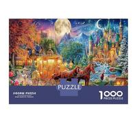 Fantasia luna Cartone Spesso 1000 Pezzi Del Puzzle Gioco Di Puzzle Cavallo città con Enigma Per Lo Stress Relief E Da Viaggio, Un Grande Enigma Del Regalo Di Natale 38x26cm/1000pcs
