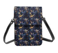 Fantasia Oro Blu Phoenix Stampa Piccola Crossbody Borse per le Donne, Piccole Borse in Pelle Cellulare Cross Body Bag