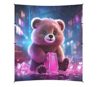 Fantasia Rosa Chiaro Panda Rosso Tenda da Spiaggia Facile da Montare,Parasole per Campeggio con Sacchi di Sabbia,Palette e Picchetti Ideale per Picnic