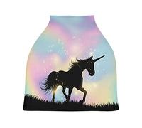 Fantasia Unicorno Nero Passeggino Tettoia Copri Seggiolino Copertura Infermieristica Auto per Bambini per L'Allattamento Al Seno Morbido Traspirante Elastica Tettuccio