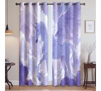 Fantasia Unicorno Sogno Ali Tenda Per Cameretta Bambini - Protezione dal sole Tende Termiche a Occhielli, Bianco, 117L x 183A cm (2 Pannelli) 46"x72"