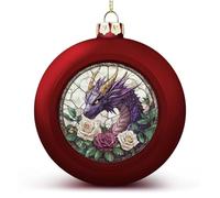 Fantasia vetro colorato viola drago palla di Natale ornamenti infrangibili da appendere palle di Natale per albero di Natale decorazione rosso albero di Natale palle per feste di nozze