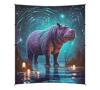 Fantasia Viola Luce Ippopotamo Tenda da Spiaggia Facile da Montare,Parasole per Campeggio con Sacchi di Sabbia,Palette e Picchetti Ideale per Picnic