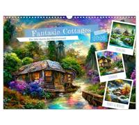 Fantasie Cottages - Ein Jahr durch die Märchenwelt (Wandkalender 2026 DIN A3 quer), CALVENDO Monatskalender: Zauberhafte Cottages in einer Fantasy World