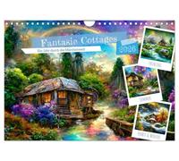 Fantasie Cottages - Ein Jahr durch die Märchenwelt (Wandkalender 2026 DIN A4 quer), CALVENDO Monatskalender: Zauberhafte Cottages in einer Fantasy World