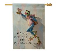 Fantasiosa bandiera da giardino anfibia, striscione colorato per la decorazione della casa, bandiera per prato in iuta su entrambi i lati, decorazione per esterni per tutte le stagioni, 71 x 101 cm