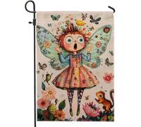 Fantasiosa bandiera da giardino delle fate, bandiera colorata con farfalle floreali per la casa, bandiera su entrambi i lati per giardino primaverile, decorazione per prato all'aperto, 30,5 x 45,7 cm
