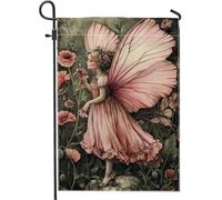 Fantasiosa bandiera da giardino delle fate, decorazione floreale a farfalla per primavera estate, striscione da esterno su entrambi i lati per la decorazione del prato, stile giardino di casa 30,5 x