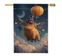 Fantasiosa bandiera da giardino di Halloween, zucca arancione e pipistrello mucca decorazione per la casa, bandiera da cortile in iuta su entrambi i lati per autunno decorazione esterna 71 x 101 cm