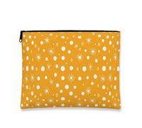 Fantasiosa borsa per cosmetici gialla, moderna borsa da viaggio con motivo stellato, borsa da viaggio per donne, organizer portatile in tela con cerniera, borsa da toilette per le vacanze, Giallo, 7x9