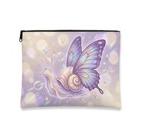 Fantasiosa borsa per il trucco a forma di lumaca, borsa per cosmetici da donna, organizer portatile in tela con cerniera, borsa da toilette primaverile per la cura della pelle, Viola, 7x9 Inch, Lumaca