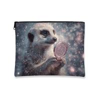 Fantasiosa borsa per il trucco a forma di suricato, graziosa custodia da viaggio per cosmetici con stampa animale, borsa portatile con cerniera, scelta perfetta per gli amanti degli animali, organizer