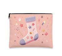 Fantasiosa borsa per il trucco, borsa da viaggio per donne, piccola borsa portatile in tela con cerniera, borsa da toilette per la cura della pelle delle vacanze, Pesca, 7x9 Inch, Calza