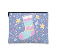 Fantasiosa borsa per il trucco, borsa da viaggio per donne, piccola borsa portatile in tela con cerniera, borsa da toilette per la cura della pelle delle vacanze, Blu, 7x9 Inch, Calza